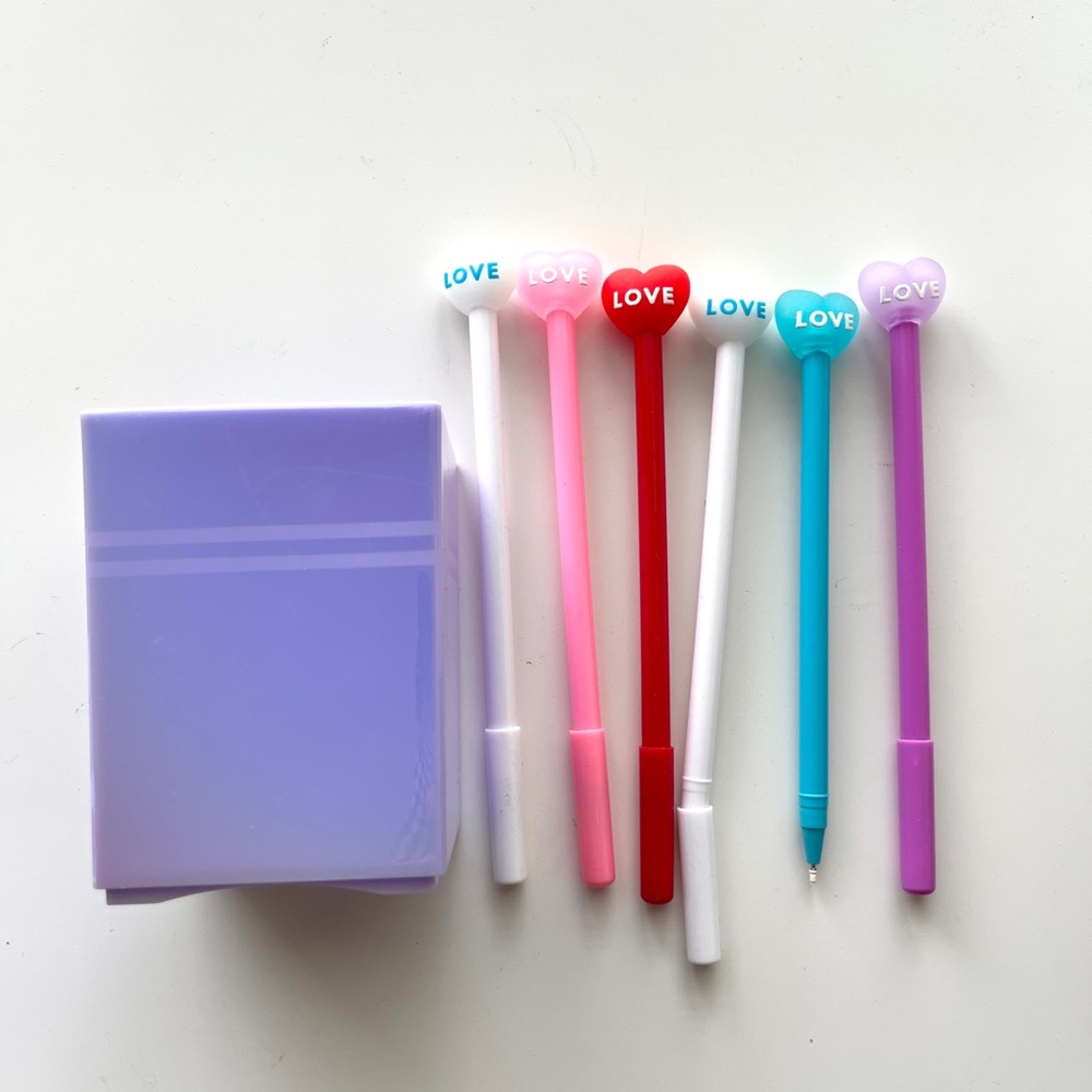 Heart Love Pens Set with Purple Pen  Box